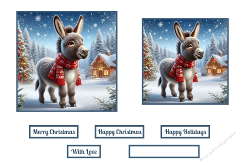 Christmas Donkey In The Snow Toppers.