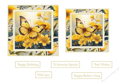 Beautiful Yellow Flowers And A Butterfly Toppers.