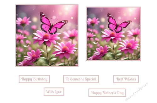 Pink Flowers And A Butterfly Toppers.