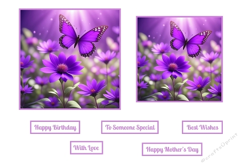 Purple Flowers And A Butterfly Toppers.