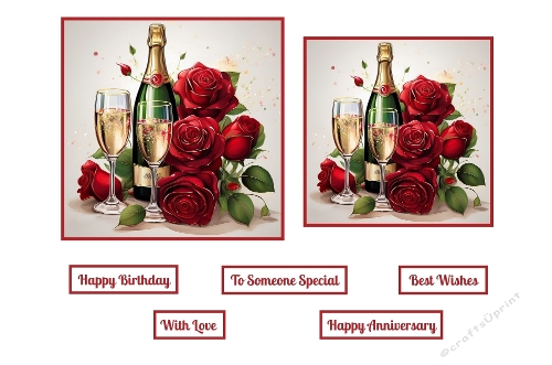 Red Roses And Champagne Toppers.