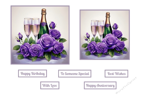Purple Roses And Champagne Toppers.