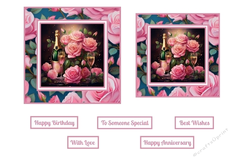 Pink Roses and Champagne Toppers.