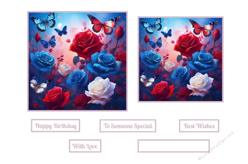 Red, White and Blue Roses and Butterfly Toppers.