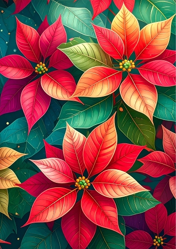 Beautiful Poinsettias Background.