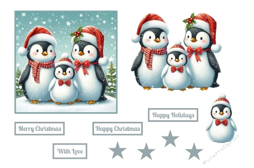 Christmas Penguin Family Step By Steps.