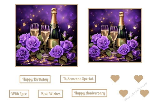 Purple Roses And Champagne Toppers.