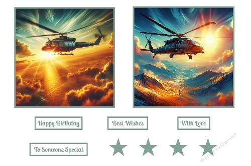 Helicopter Flying In Sunny Skies Toppers.