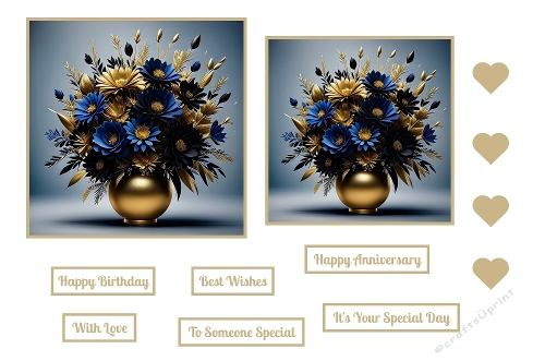 Blue and Gold Floral Toppers.