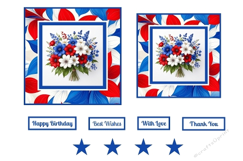 Red, White and Blue Floral Toppers.