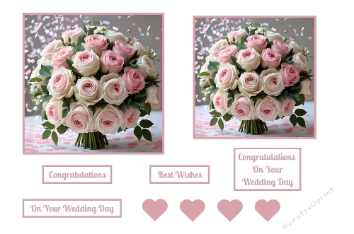 Pink and White Wedding Bouquet Toppers.