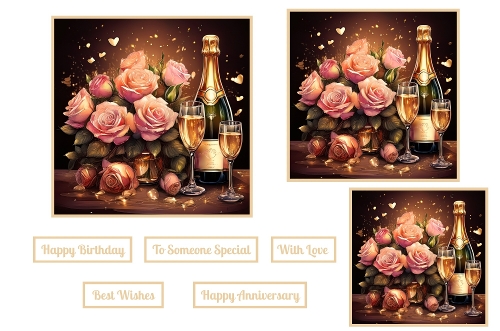Beautiful Roses and Champagne Toppers.