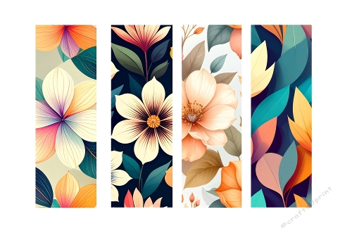 4 Floral Bookmarks. 3 X 9.
