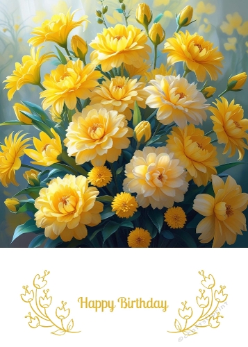 Yellow Flowers 5 X 7. Card Front. 