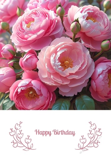 Pink Flowers 5 X 7. Card Front.