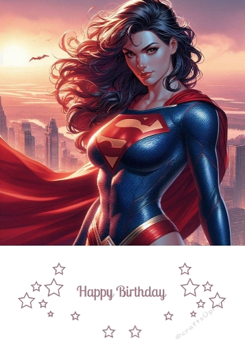 Superwoman. 5 X 7. Card Front.