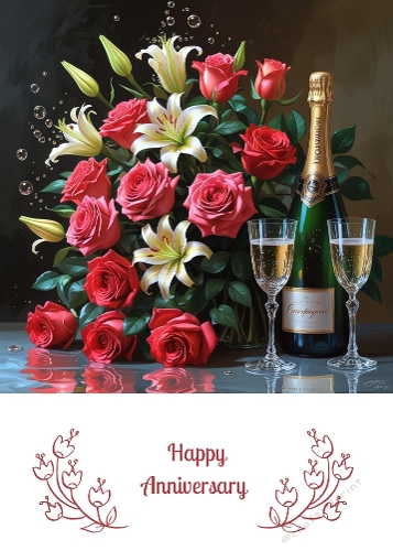 Anniversary Floral 5 x 7 Card Front.
