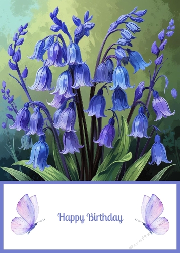 Bluebell Birthday. 5 X 7 Card Front.