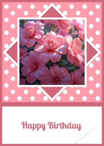 Pink Flowers Birthday. 5 X 7 Card Front.