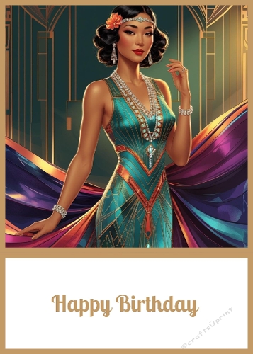 Art Deco Birthday. 5 X 7 Card Front.
