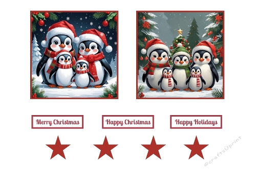 Cute Christmas Penguin Family Toppers.