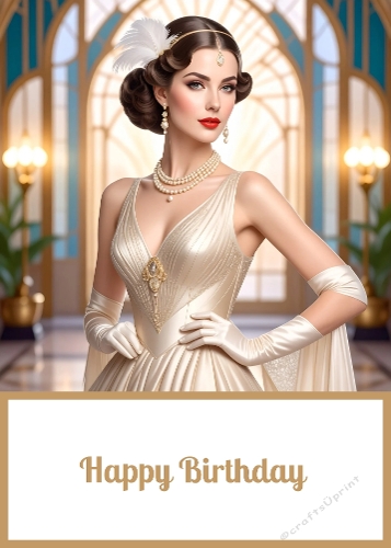 Art Deco Birthday. 5 X 7 Card Front.