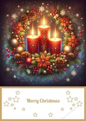 Christmas Candles Wreath 5 X 7 Card Front.