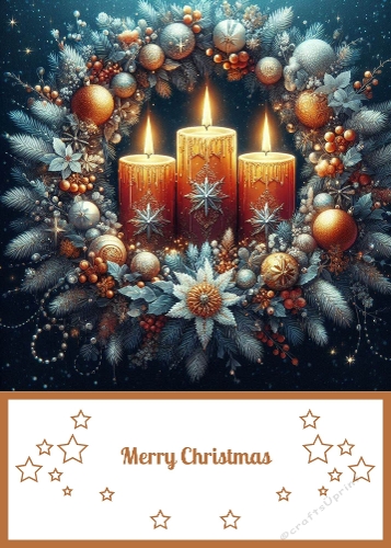 Christmas Candles Wreath 5 X 7 Card Front.