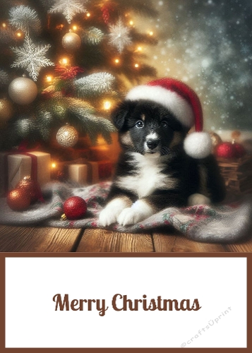 Cute Christmas Puppy 5 x 7 Card Front.