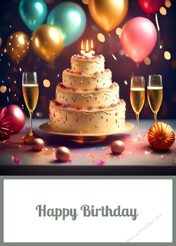 Birthday Cake 5 X 7 Card Front.