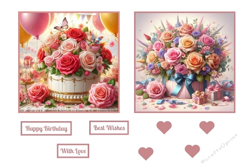 Birthday Roses And Flowers Toppers.