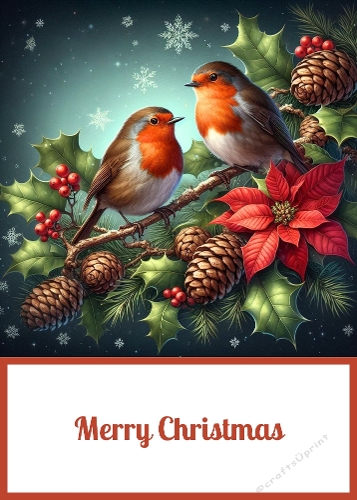 Christmas Robins 5 X 7 Card Front.
