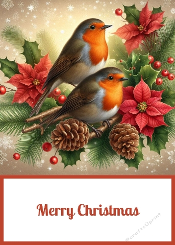 Christmas Robins 5 X 7 Card Front.