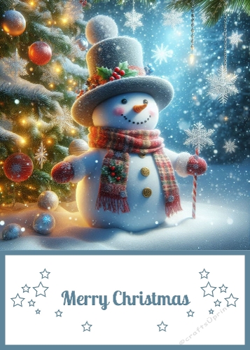 Cute Christmas Snowman 5 X 7 Card Front.