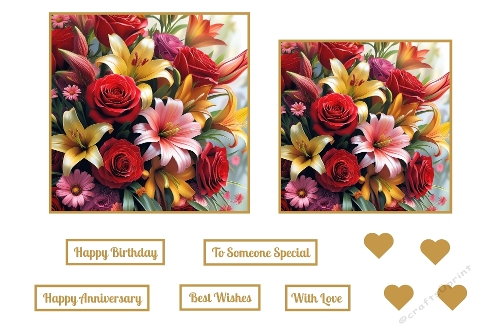  Beautiful Bouquet Flowers Toppers 5 X 7 Card Front. 3.