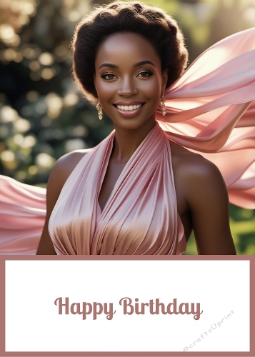 Beautiful Lady In Pink 5 X 7 Card Front.