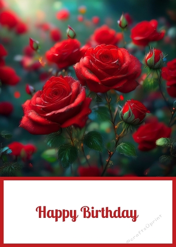 Birthday Roses 5 X 7 Card Front.