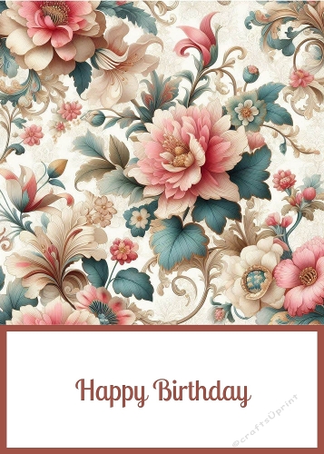 Floral Birthday 5 X 7 Card Front.