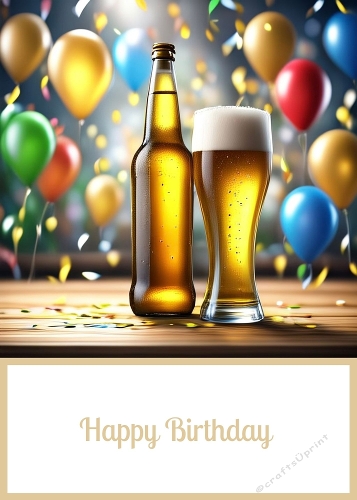 Birthday Beer 5 X 7 Card Front.
