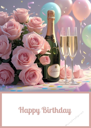 Birthday Roses 5 X 7 Card Front 