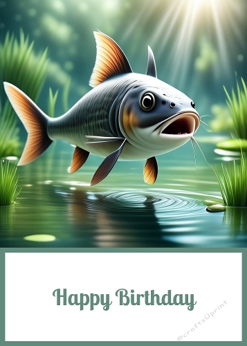Fish Birthday 5 X 7 Card Front.