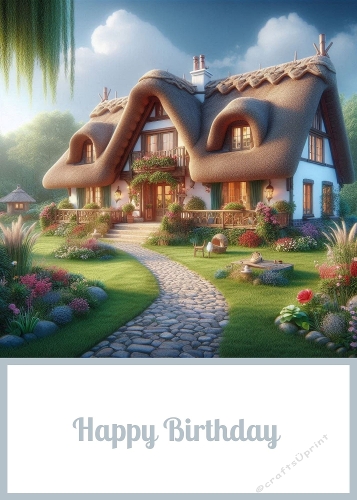 Lovely Thatched Roof Cottage 5 X 7 Card Front.