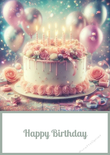 Birthday Cake 5 X 7 Card Front.
