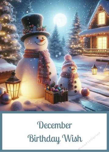 December Birthday Wish 5 X 7 Card Front.
