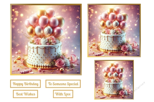 Pink and Gold Birthday Theme Toppers.