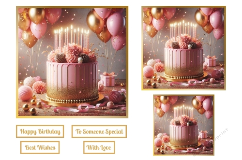 Pink and Gold Birthday Theme Toppers.