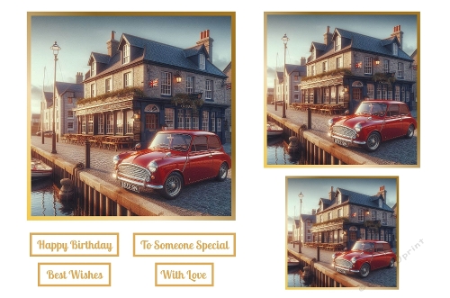 Classic Red Car By Pub and Harbour Toppers.