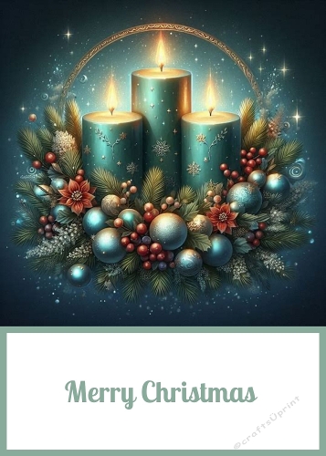 A Christmas Candle Wreath 5 X 7 Card Front.