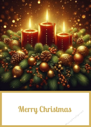 A Christmas Candle Wreath 5 X 7 Card Front.