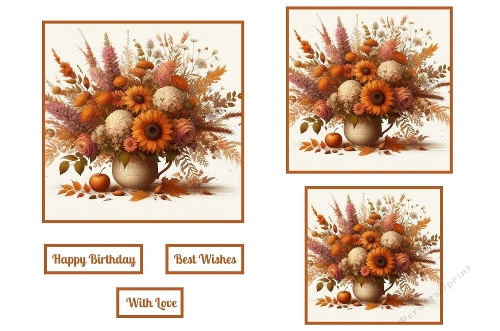 Autumn Birthday Flowers Toppers.